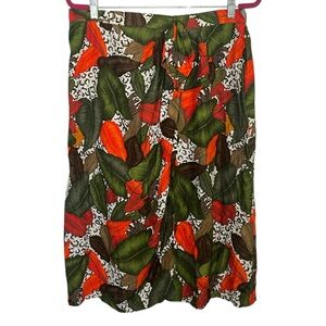 Vintage Plus Size Tropical Floral Wrap Button Midi Skirt 16 EUC